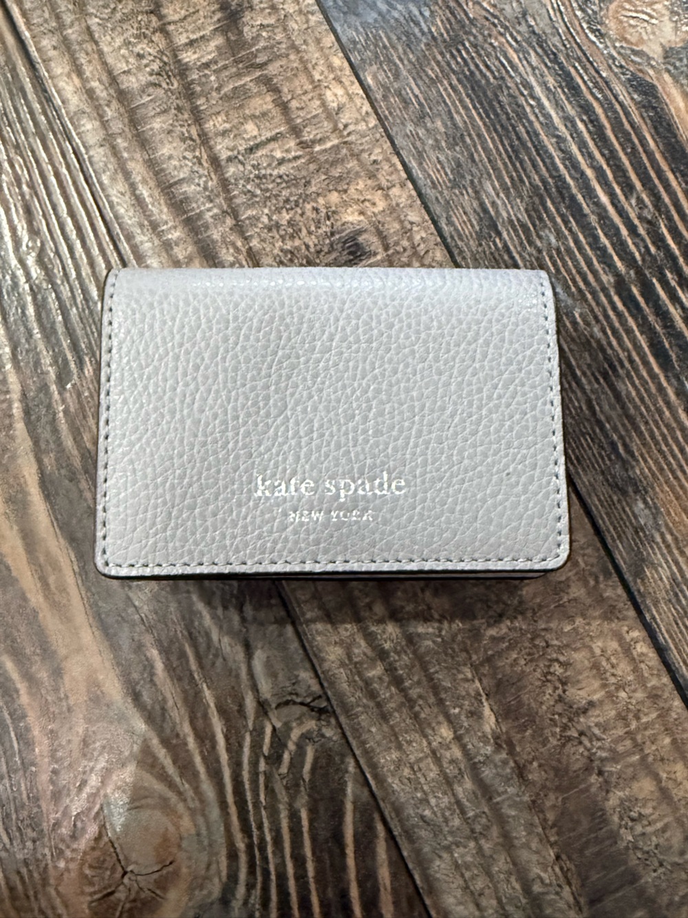 kate spade Light Gray Pebbled Leather Card Case